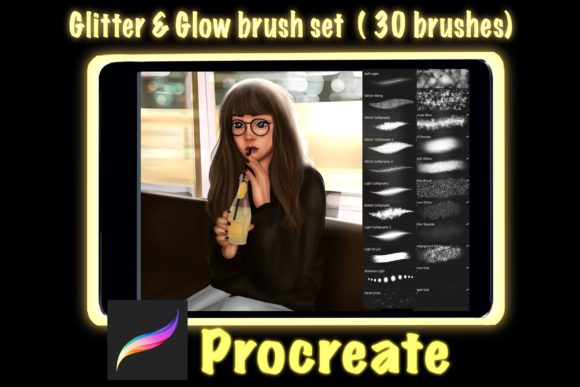 30 Glitter Glow Brush Set for Procreate