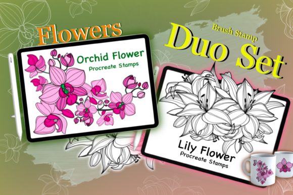 Bringing Botanical Elegance to Your Digital Canvas with the Procreate Flower Lily Orchid Brush Stamp